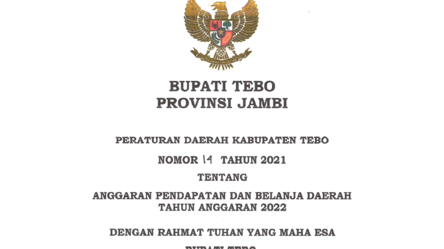Perda Kabupaten Tebo No.14 Tahun 2021 tentang APBD TA. 2022